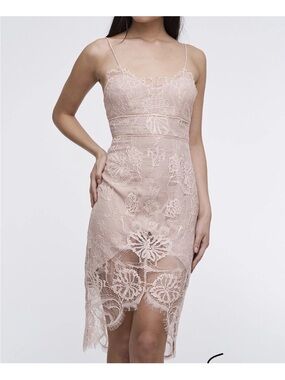 Stylestalker Pale Blush Lace Midi Dress